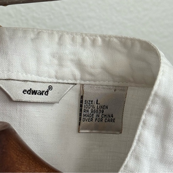 Edward White Linen Short Sleeve Button Up Shirt L | Summer Minimal Top - Picture 4 of 6